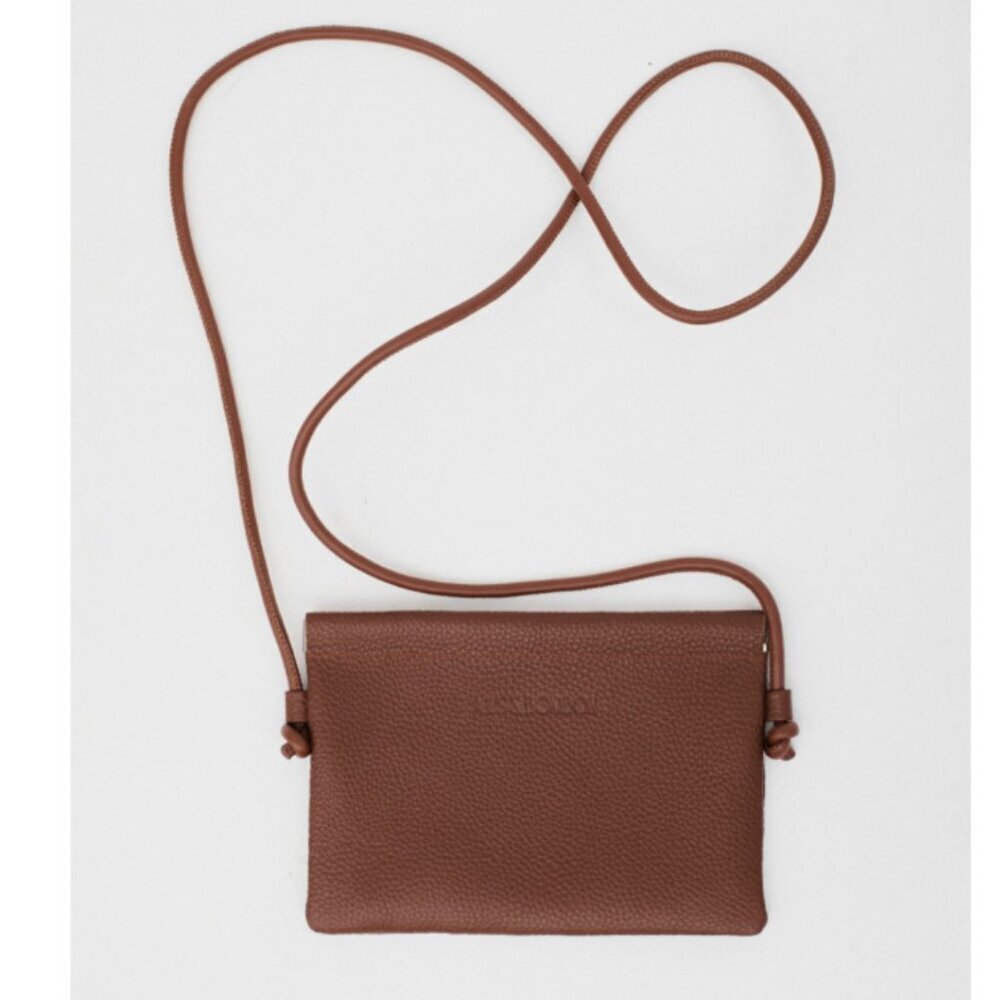 Brown Leather Crossbody Bag NWT Quiet Luxury European Design Mus & Bombon - Picture 3 of 7